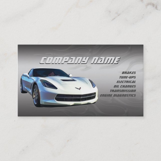 White Corvette Business Cards (Front)
