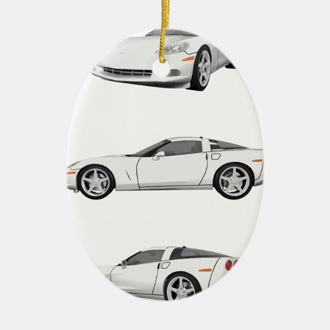 White Corvette: Ceramic Ornament (Front)