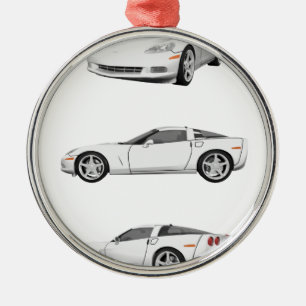 White Corvette: Metal Ornament