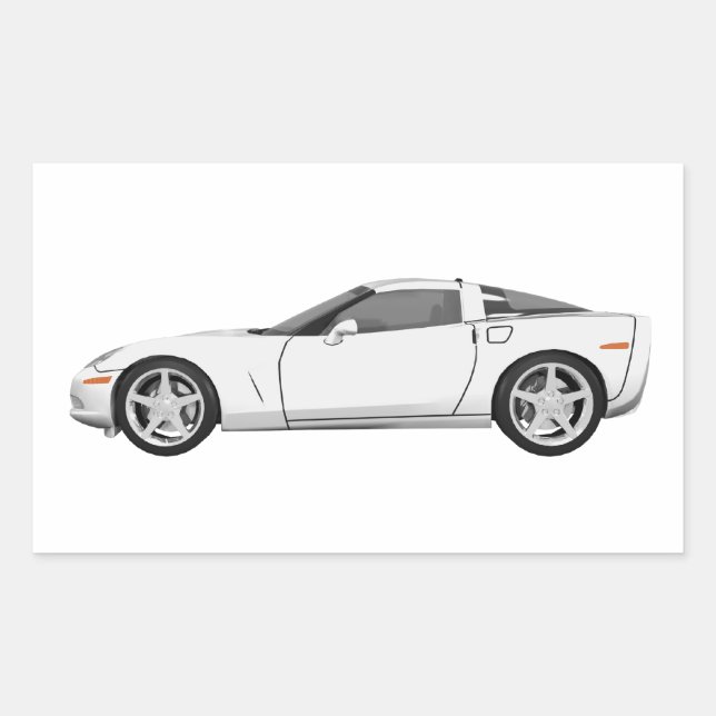 White Corvette: Rectangular Sticker (Front)