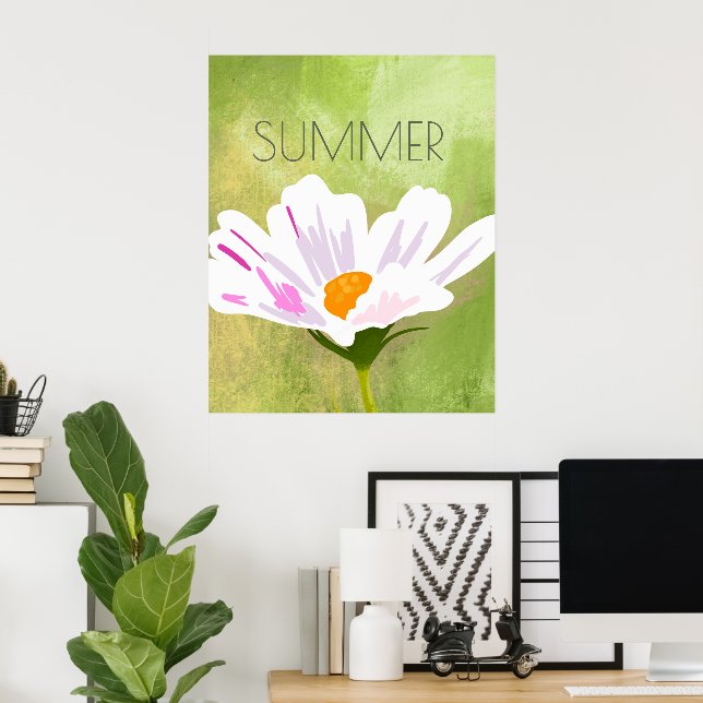 White Cosmos Flower Summer  Poster (Home Office)