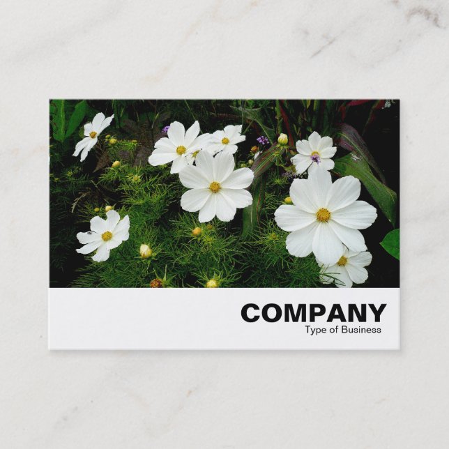 White Cosmos Flowers Business Card (Front)