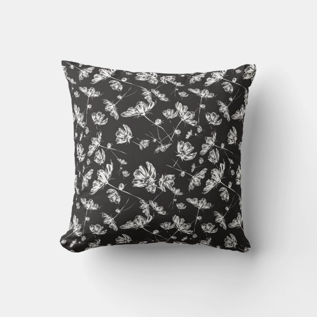 White cosmos flowers: isolated pattern. cushion (Front)