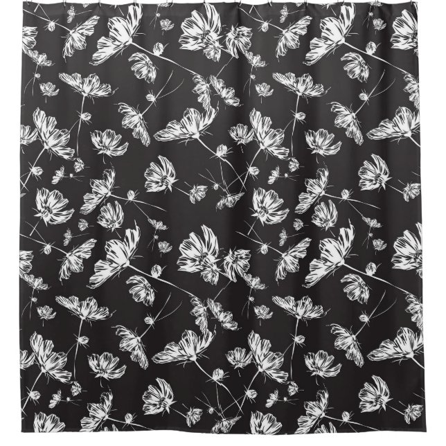 White cosmos flowers: isolated pattern. shower curtain (Front)
