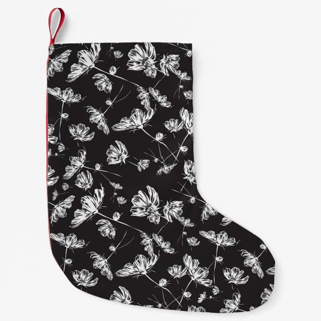 White cosmos flowers: isolated pattern. small christmas stocking (Front)
