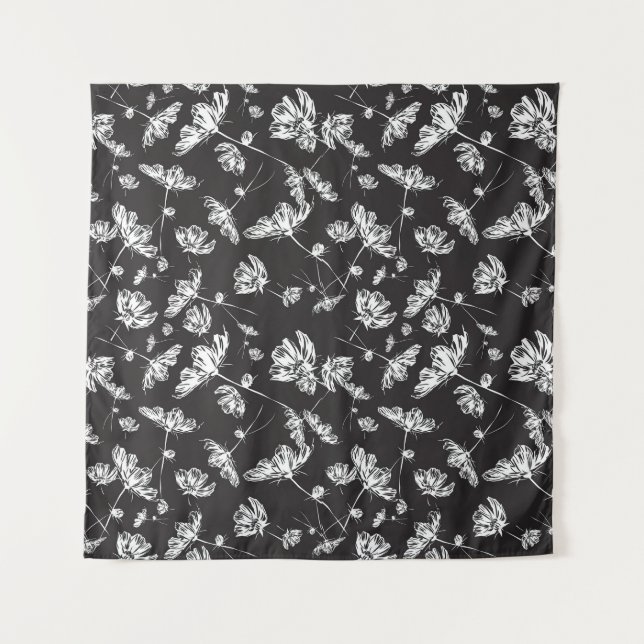 White cosmos flowers: isolated pattern. tapestry (Front)