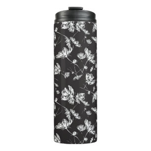 White cosmos flowers: isolated pattern. thermal tumbler