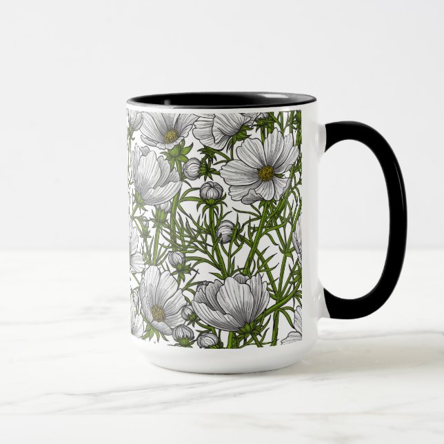 White cosmos flowers mug (Right)
