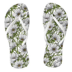White cosmos flowers thongs