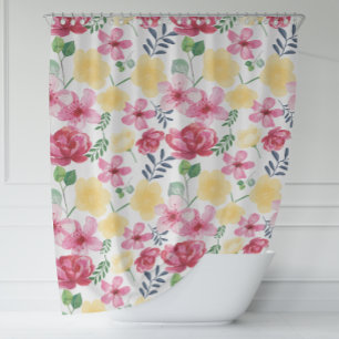 White Cosy Watercooler Botanical Flowers Shower Curtain