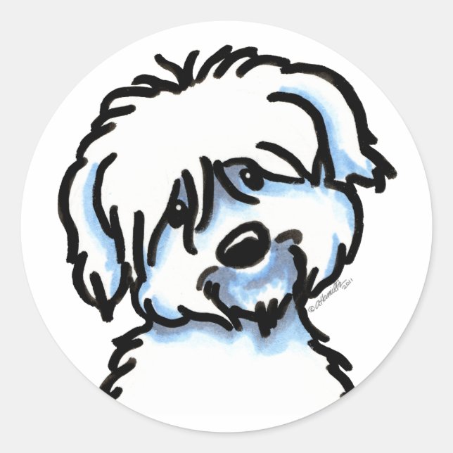 White Coton de Tulear Face Classic Round Sticker (Front)