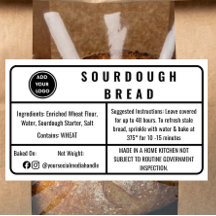 White Cottage Law Bakery Sourdough Bread Label