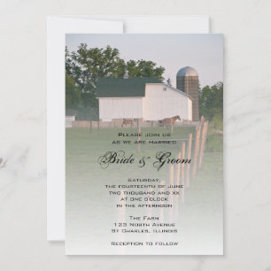 White Country Barn Wedding Invitation