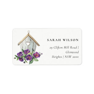 WHITE COUNTRY RUSTIC FLORAL BIRD HOUSE ADDRESS LABEL