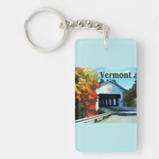 White Covered Bridge Colourful Autumn Vermont Key Ring