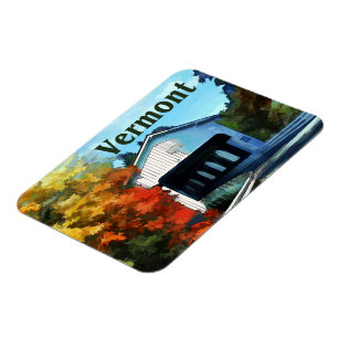 White Covered Bridge Colourful Autumn Vermont Magnet