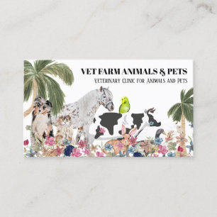 White Cow Sheep Dog Cat Bird Rabbit Duck Palm Business Card