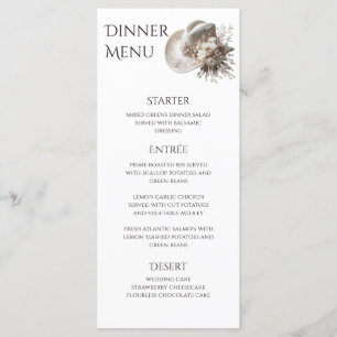 White Cowgirl Hat with Flowers Wedding Menu