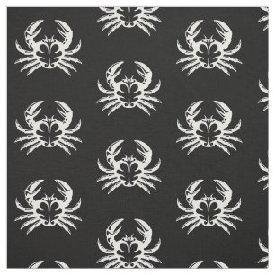 White Crab Pattern Fabric