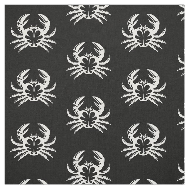 White Crab Pattern Fabric (Swatch)