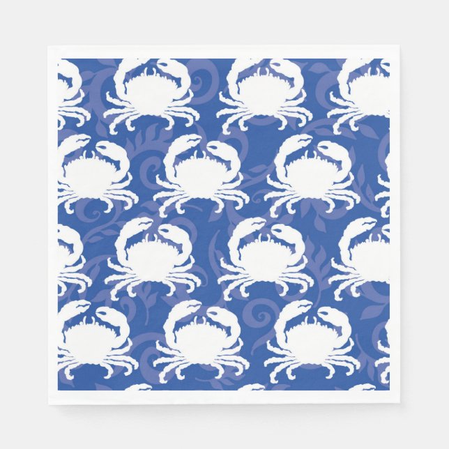 White Crabs on Navy Crabfest Napkin (Front)