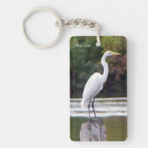 White Crane acrylic key chain
