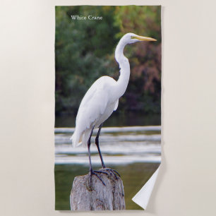 White Crane beach towel