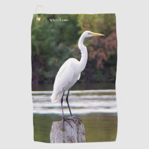 White Crane golf towel