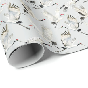 White crane large bird lounge chinoiserie  wrapping paper