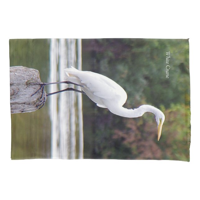 White Crane Pillow Case (Front)
