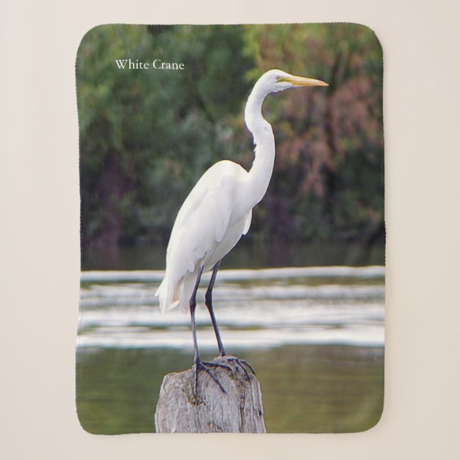 White Crane sherpa blanket (Front)