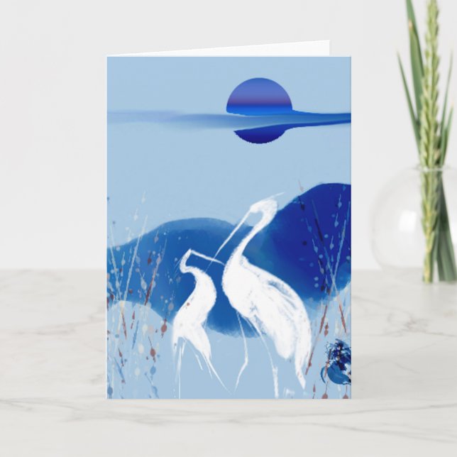 White Cranes Greeting Card (Front)