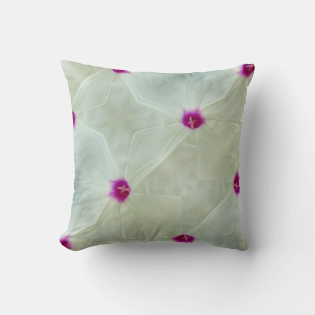 white, cream  background with hot pink pattern cushion (Front)