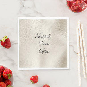 White Cream Faux Leather Wedding   Napkin
