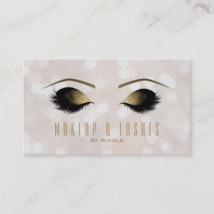 White Cream Lights Makeup Eyelashes Beauty Spa Business Card