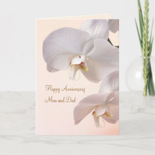 White cream orchids Wedding Anniversary Card