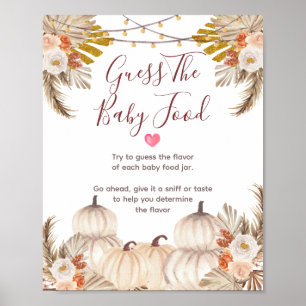 White Cream Pumpkin Floral Guess the Baby Food Pos Poster