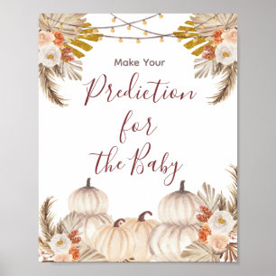 White Cream Pumpkin Floral Predictions for baby Poster