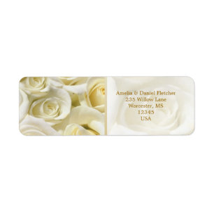 White cream roses Return Address Label