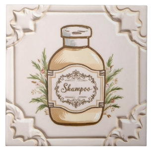 White & Cream Shampoo Bottle Funny Bathroom Ceramic Tile