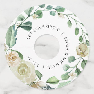 White Cream Vintage Watercolor Floral Wine Glass Tag