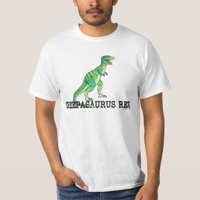 White Creep A Saurus Rex T-Shirt (Front)