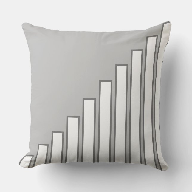 White Crescent Striped Bars on Light Grey Cushion (Front)