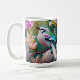 White Crested Blush Chested Fantasy Bird Coffee Mug