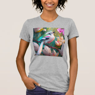 White Crested Blush Chested Fantasy Bird T-Shirt