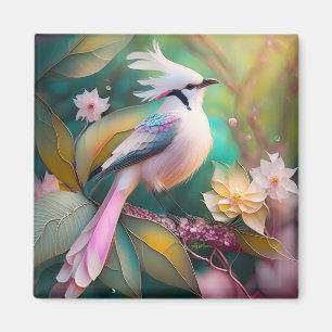 White Crested Blush Tail Jay Fantasy Bird Magnet