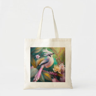 White Crested Blush Tail Jay Fantasy Bird Tote Bag