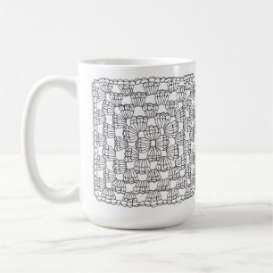 White Crochet Granny Square Coffee Mug