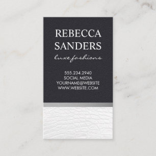 White Crocodile Leather Black Leather Business Card