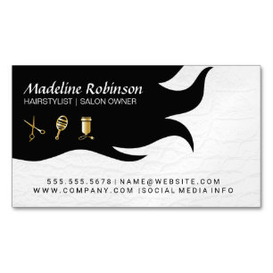 White Crocodile Leather Hair and Salon Tools Magnetic Business Card